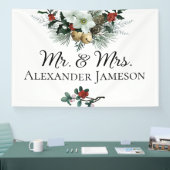 Kerstwinter Floral Mr. & Mrs Wedding Banner (Beurs)