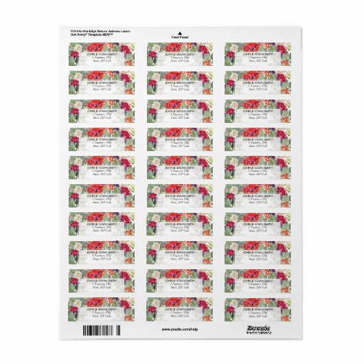 kerstwinter floral return address labels (Full Sheet)