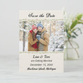 Kerstwinter Foto Save the Date Kaart (Staand voorkant)