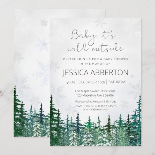 Kerstwinter groen baby shower kaart (Voorkant / Achterkant)