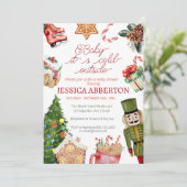 Kerstwinter groen baby shower kaart (Staand voorkant)