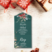 Kerstwinter groen bruiloft all in one uitnodiging