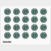 Kerstwinter groen bruiloft ronde sticker (Vel)