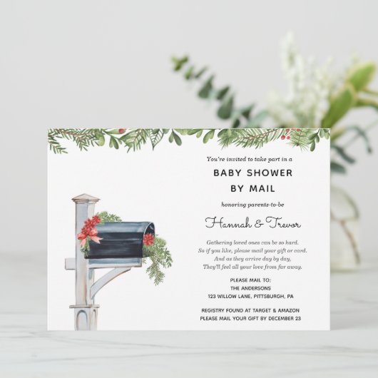 Kerstwinter groen Mailbox Douche per Mail Kaart (Staand voorkant)