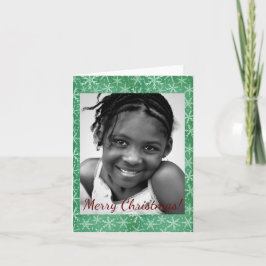 Kerstwinter: groene foto notitiekaartje