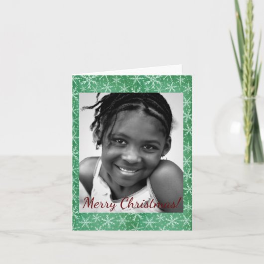 Kerstwinter: groene foto notitiekaartje (Voorkant)