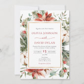 Kerstwinter - groene gouden bruiloft kaart (Voorkant)