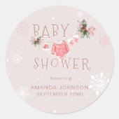 Kerstwinter Het is koud buiten Baby shower Ronde Sticker (Voorkant)