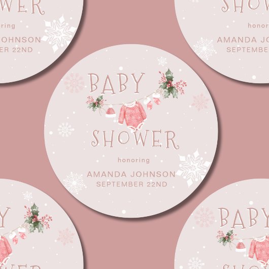 Kerstwinter Het is koud buiten Baby shower Ronde Sticker