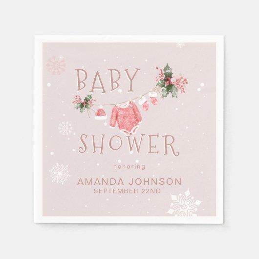 Kerstwinter Het is koud buiten Baby shower Servet (Voorkant)
