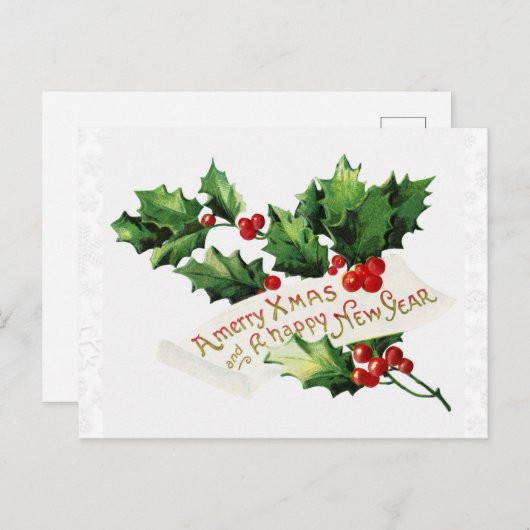  Kerstwinter Holly Snowflake Briefkaart (Voorkant / Achterkant)