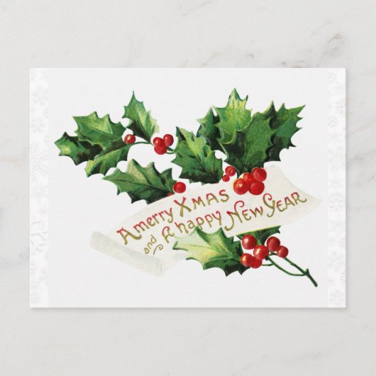 Kerstwinter Holly Snowflake Briefkaart (Voorkant)