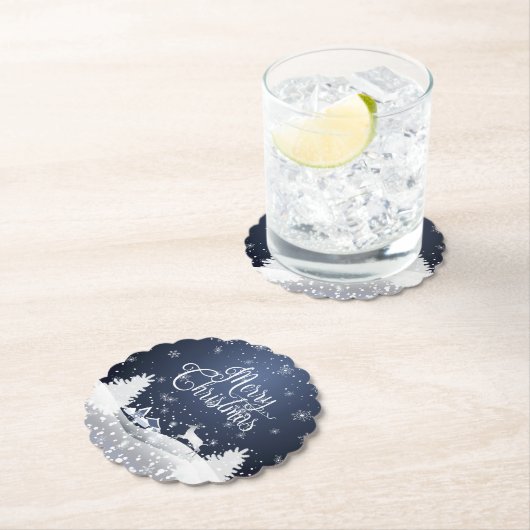 Kerstwinter in de feierriet Fantasy Snowy Kartonnen Onderzetters (Insitu)