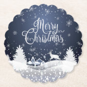 Kerstwinter in de feierriet Fantasy Snowy Kartonnen Onderzetters (Voorkant)