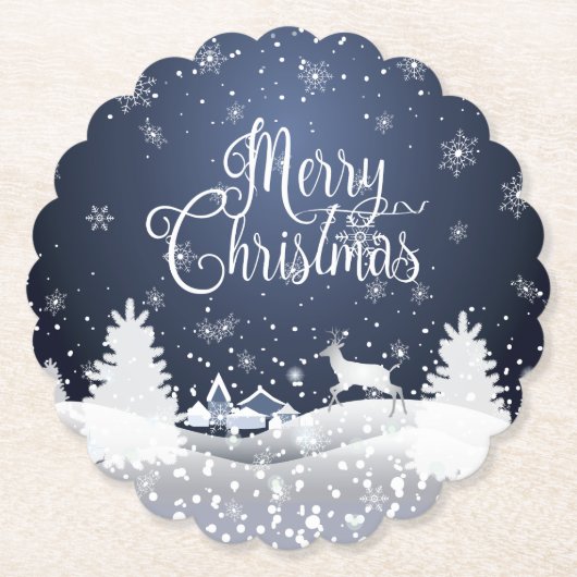 Kerstwinter in de feierriet Fantasy Snowy Kartonnen Onderzetters (Voorkant)