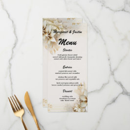 Kerstwinter Ivoor Bloem Vintage Bruiloft Menu