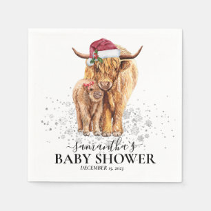 Kerstwinter Koe Calf Baby shower Servet