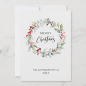 Kerstwinter krans van rode bessen Foto Feestdagenkaart (Voorkant)