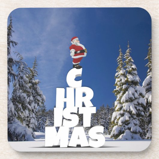 Kerstwinter landschap bier onderzetter (Voorkant)