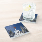 Kerstwinter landschap glazen onderzetter (Schuin)