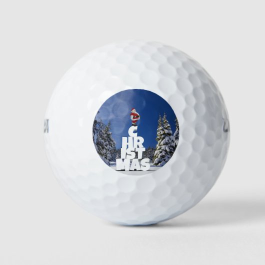 Kerstwinter landschap golfballen (Voorkant)
