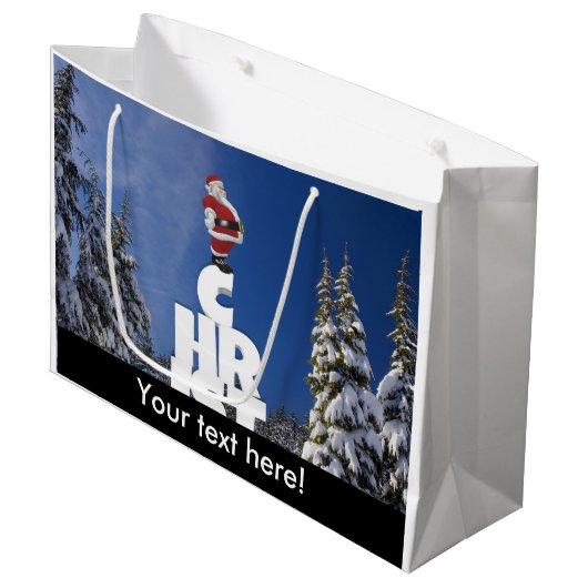 Kerstwinter landschap groot cadeauzakje (Voorkant Gekanteld)