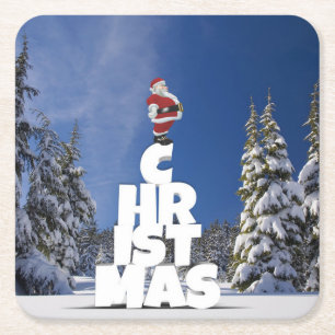 Kerstwinter landschap kartonnen onderzetters