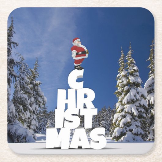 Kerstwinter landschap kartonnen onderzetters (Voorkant)