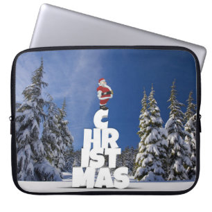 Kerstwinter landschap laptop sleeve