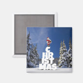 Kerstwinter landschap magneet (Voorkant / Achterkant)