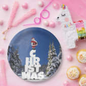 Kerstwinter landschap papieren bordje (Feest)