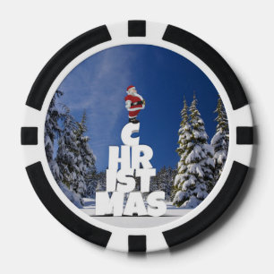 Kerstwinter landschap poker chips