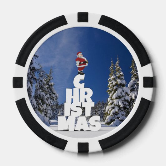 Kerstwinter landschap poker chips (Voorkant)