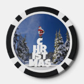Kerstwinter landschap poker chips (Achterkant)