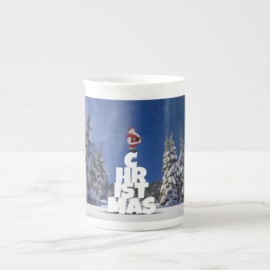 Kerstwinter landschap porselein kop (Voorkant)
