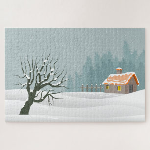 Kerstwinter Landschap Puzzel Legpuzzel