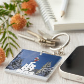 Kerstwinter landschap sleutelhanger (Voorkant Rechts)