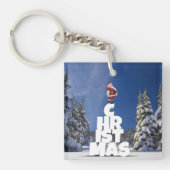 Kerstwinter landschap sleutelhanger (Voorkant)