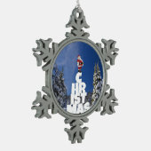 Kerstwinter landschap tin sneeuwvlok ornament (Links)