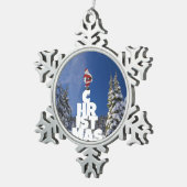 Kerstwinter landschap tin sneeuwvlok ornament (Rechts)