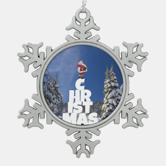 Kerstwinter landschap tin sneeuwvlok ornament (Voorkant)
