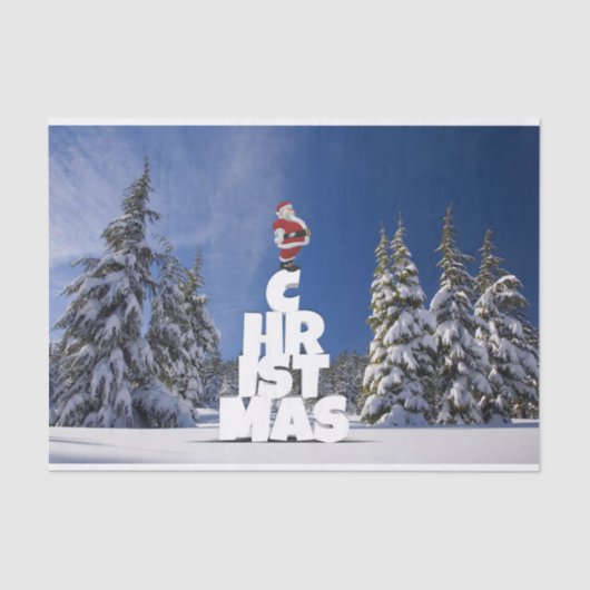 Kerstwinter landschap tissuepapier (Voorkant)