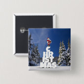 Kerstwinter landschap vierkante button 5,1 cm (Voorkant /achterkant)