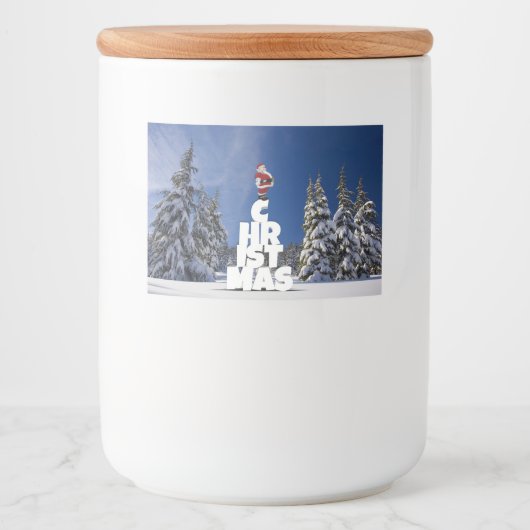 Kerstwinter landschap voedselcontainer etiket (Voorkant)