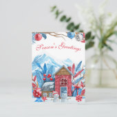 Kerstwinter Landschap Waterverf Feestdagenkaart (Staand voorkant)