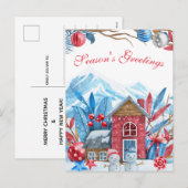 Kerstwinter Landschap Waterverf Feestdagenkaart (Voorkant / Achterkant)