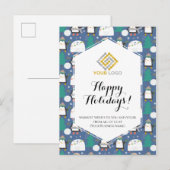 Kerstwinter Logo Cute Penguins Business Briefkaart (Voorkant / Achterkant)