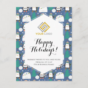 Kerstwinter Logo Cute Penguins Business Briefkaart