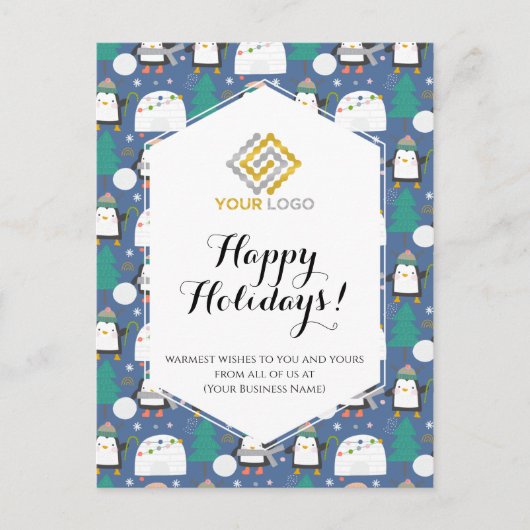 Kerstwinter Logo Cute Penguins Business Briefkaart (Voorkant)