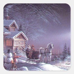 Kerstwinter magie vierkante sticker